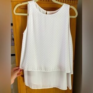 Philosophy White Sleeveless racerback blouse w/ gold metallic beaded accents - S